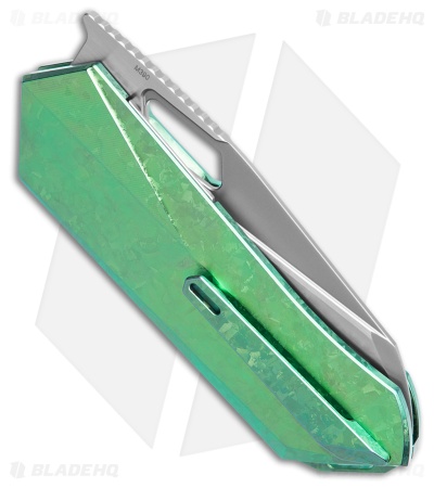 REMETTE RT-Woodpecker Liner Lock Knife Crystal Green Titanium (3" Pearlescent)
