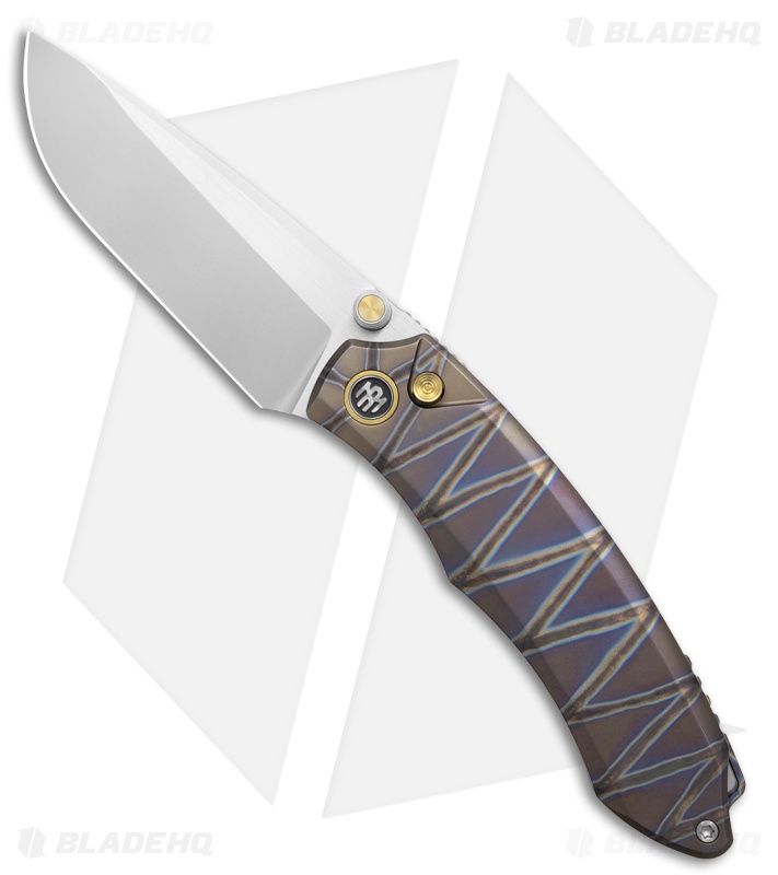 REMETTE Wild Species Button Frame Lock Knife Flamed Ti (3.6" Fine Hand Grinding)