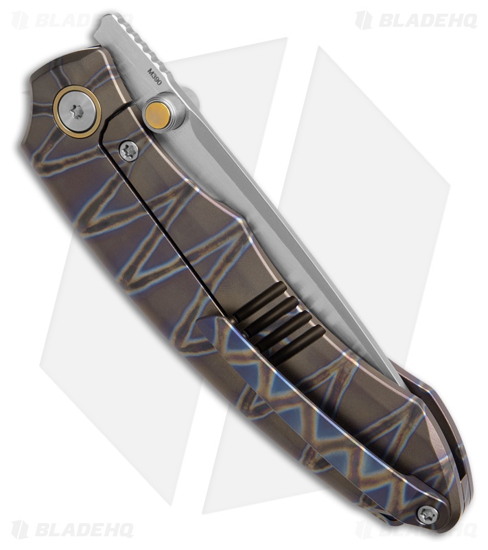 REMETTE Wild Species Button Frame Lock Knife Flamed Ti (3.6" Fine Hand Grinding)