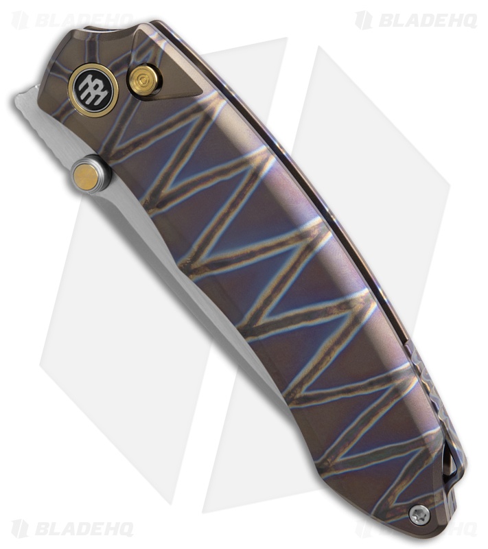 REMETTE Wild Species Button Frame Lock Knife Flamed Ti (3.6" Fine Hand Grinding)