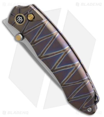 REMETTE Wild Species Button Frame Lock Knife Flamed Ti (3.6" Fine Hand Grinding)