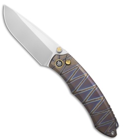 REMETTE Wild Species Button Frame Lock Knife Flamed Ti (3.6" Fine Hand Grinding)