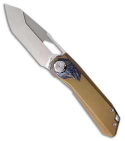 REMETTE RT-Peregrine Falcon Button + Safety Lock Knife Bronze (3.2" Pearlescent)