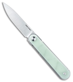 Real Steel Iris Front Flipper Liner Lock Knife Jade G-10 (3" Satin 12C27)