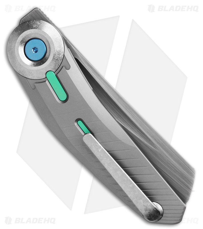 Reate Knives VK-CLU Liner Lock Knife Gray Titanium/Teal Accents (3.25" BB)