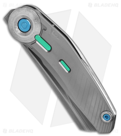 Reate Knives VK-CLU Liner Lock Knife Gray Titanium/Teal Accents (3.25" BB)