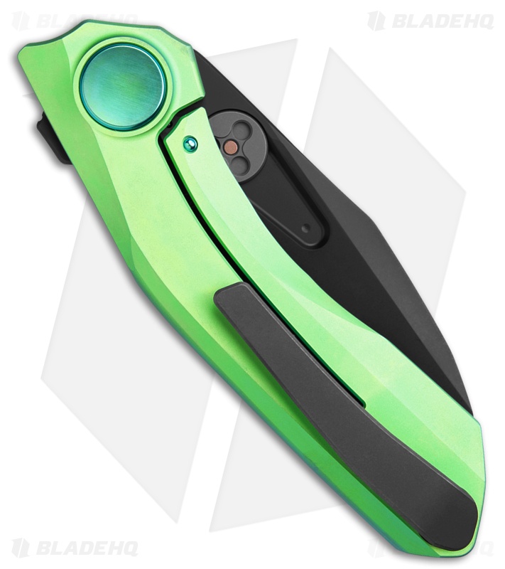 Reate Knives VK-FROK Frame Lock Knife Green Titanium (3.2" Black DLC)