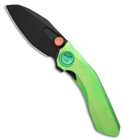Reate Knives VK-FROK Frame Lock Knife Green Titanium (3.2" Black DLC)