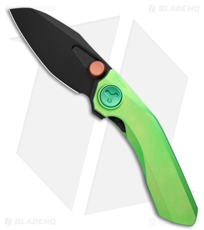 Reate Knives VK-FROK Frame Lock Knife Green Titanium (3.2" Black DLC)