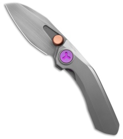 Reate Knives VK-FROK Frame Lock Knife Wire Wheel Titanium (3.2" Hand Satin/AW)