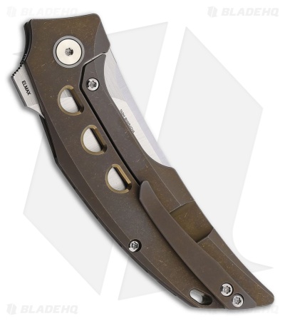 Reate Velocity Frame Lock Knife Bronze Titanium With Holes (3" Belt Satin ELMAX)