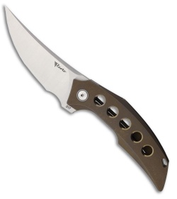 Reate Velocity Frame Lock Knife Bronze Titanium With Holes (3" Belt Satin ELMAX)