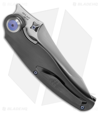 Rike Knife Hunter 1 Linerlock Gray Titanium/Blue/Green Carbon Fiber (3.75" BB)