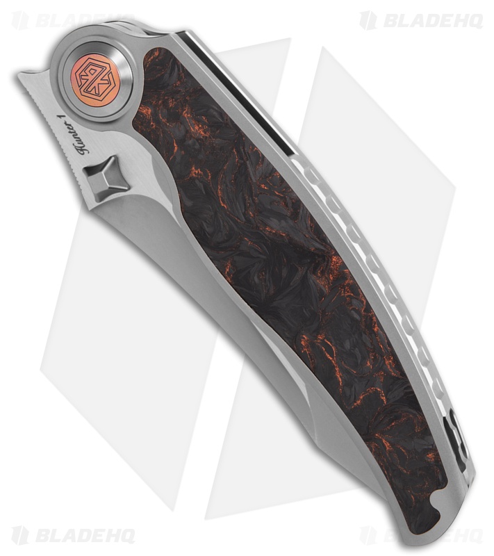Rike Knife Hunter 1 Linerlock Gray Titanium/Orange/Black Carbon Fiber (3.75" BB)