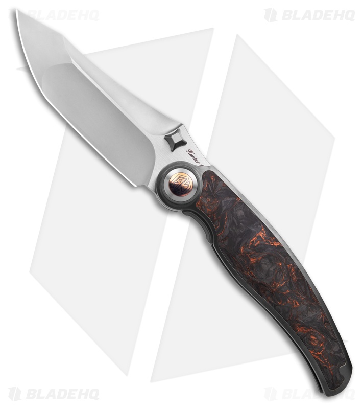 Rike Knife Hunter 1 Linerlock Gray Titanium/Orange/Black Carbon Fiber (3.75" BB)