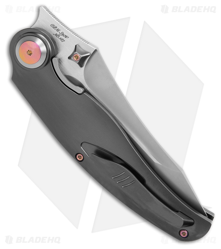 Rike Knife Hunter 1 Linerlock Gray Titanium/Orange/Black Carbon Fiber (3.75" BB)