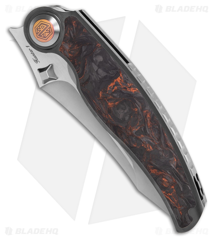 Rike Knife Hunter 1 Linerlock Gray Titanium/Orange/Black Carbon Fiber (3.75" BB)