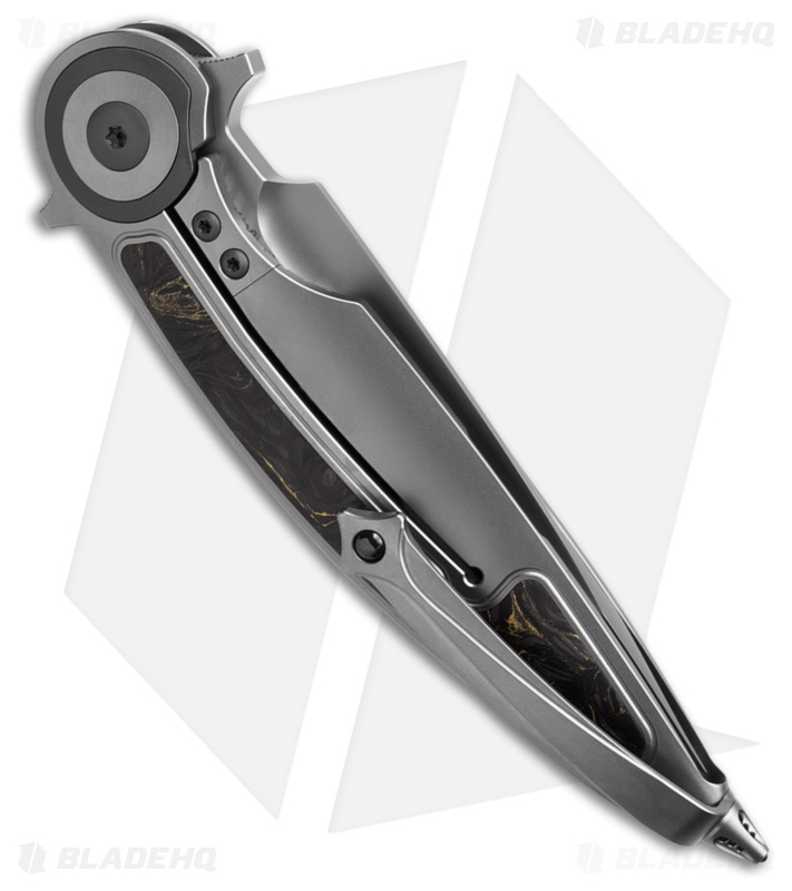 Rike Knife Viper 2A Flipper Frame Lock Ti W/Black/Gold CF Inlay (3.75" BB)