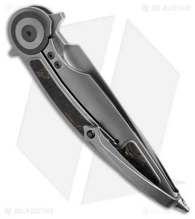 Rike Knife Viper 2A Flipper Frame Lock Ti W/Black/Gold CF Inlay (3.75" BB)