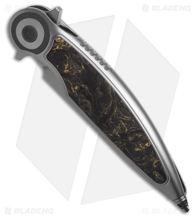 Rike Knife Viper 2A Flipper Frame Lock Ti W/Black/Gold CF Inlay (3.75" BB)