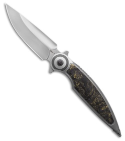 Rike Knife Viper 2A Flipper Frame Lock Ti W/Black/Gold CF Inlay (3.75" BB)
