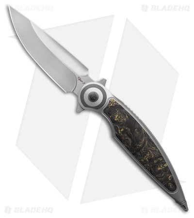 Rike Knife Viper 2A Flipper Frame Lock Ti W/Black/Gold CF Inlay (3.75" BB)