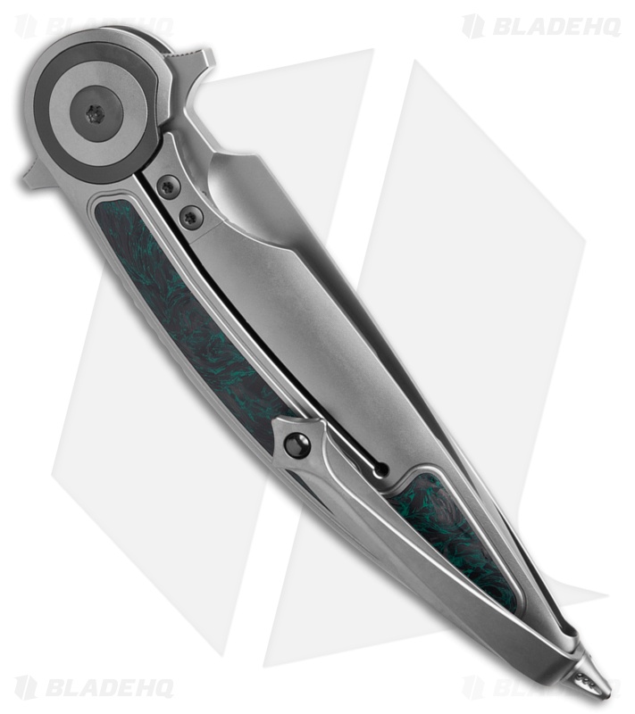 Rike Knife Viper 2A Flipper Frame Lock Ti W/Black/Green CF Inlay (3.75" BB)