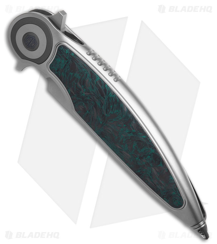 Rike Knife Viper 2A Flipper Frame Lock Ti W/Black/Green CF Inlay (3.75" BB)