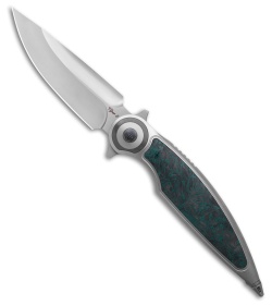 Rike Knife Viper 2A Flipper Frame Lock Ti W/Black/Green CF Inlay (3.75" BB)