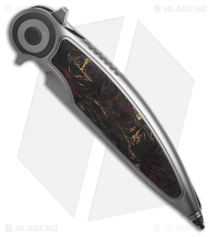Rike Knife Viper 2A Flipper Frame Lock Ti W/Black/Orange CF Inlay (3.75" BB)