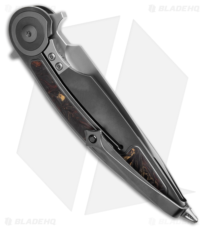 Rike Knife Viper 2A Flipper Frame Lock Ti W/Black/Orange CF Inlay (3.75" BB)