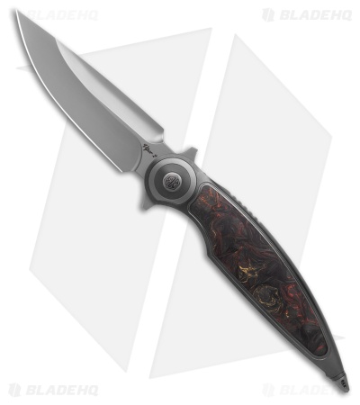Rike Knife Viper 2A Flipper Frame Lock Ti W/Black/Orange CF Inlay (3.75" BB)