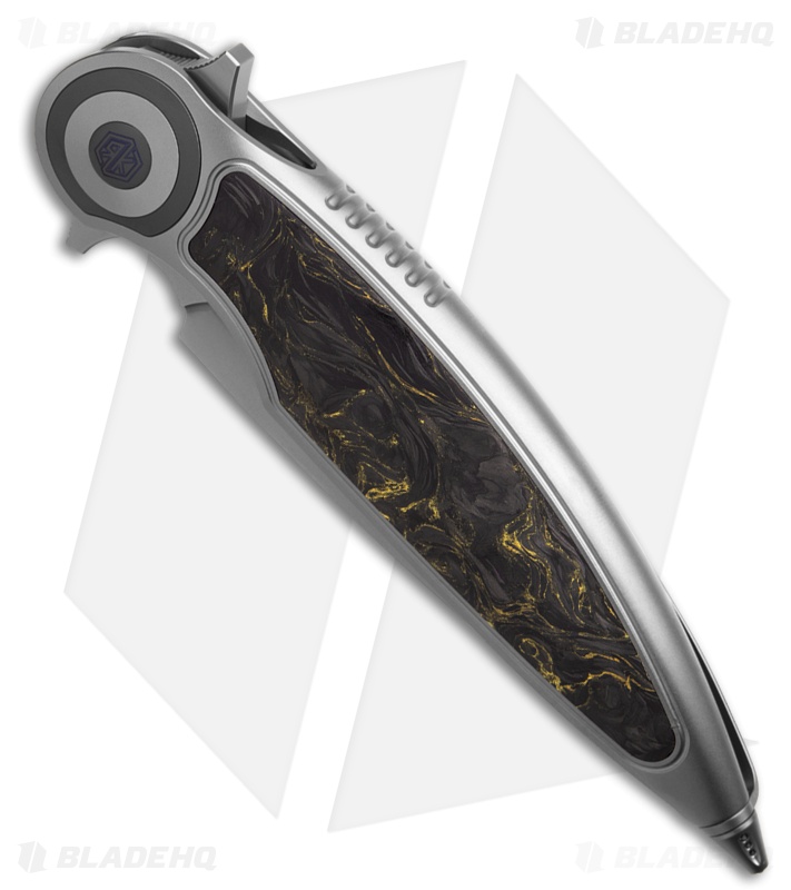Rike Knife Viper 2B Flipper Frame Lock Ti W/Black/Gold CF Inlay (3.75" BB)