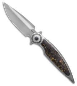 Rike Knife Viper 2B Flipper Frame Lock Ti W/Black/Gold CF Inlay (3.75" BB)