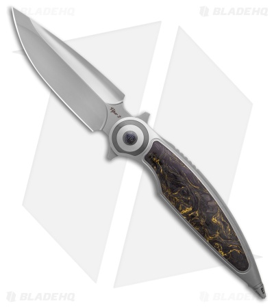 Rike Knife Viper 2B Flipper Frame Lock Ti W/Black/Gold CF Inlay (3.75" BB)