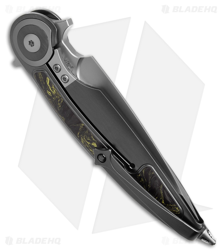 Rike Knife Viper 2B Flipper Frame Lock Ti W/Black/Gold CF Inlay (3.75" BB)