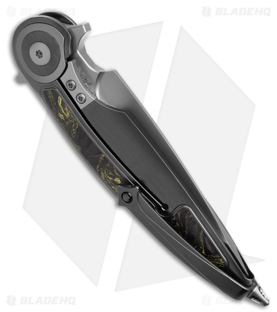 Rike Knife Viper 2B Flipper Frame Lock Ti W/Black/Gold CF Inlay (3.75" BB)