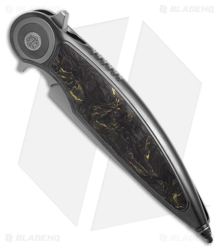 Rike Knife Viper 2B Flipper Frame Lock Ti W/Black/Gold CF Inlay (3.75" BB)