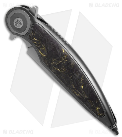 Rike Knife Viper 2B Flipper Frame Lock Ti W/Black/Gold CF Inlay (3.75" BB)