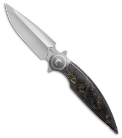 Rike Knife Viper 2B Flipper Frame Lock Ti W/Black/Gold CF Inlay (3.75" BB)