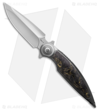 Rike Knife Viper 2B Flipper Frame Lock Ti W/Black/Gold CF Inlay (3.75" BB)