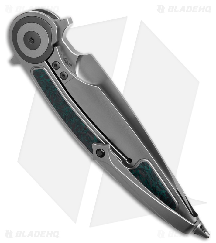 Rike Knife Viper 2B Flipper Frame Lock Ti W/Black/Green CF Inlay (3.75" BB)