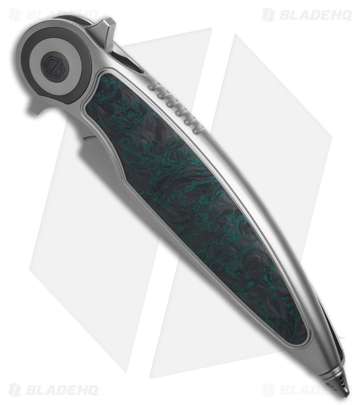 Rike Knife Viper 2B Flipper Frame Lock Ti W/Black/Green CF Inlay (3.75" BB)