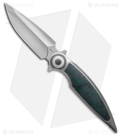 Rike Knife Viper 2B Flipper Frame Lock Ti W/Black/Green CF Inlay (3.75" BB)