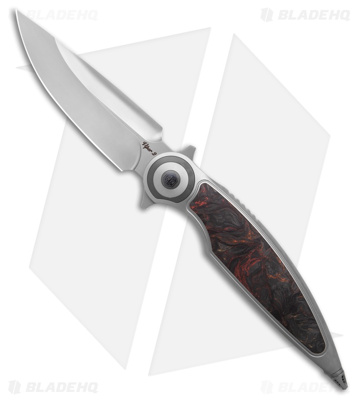 Rike Knife Viper 2B Flipper Frame Lock Ti W/Black/Orange CF Inlay (3.75" BB)