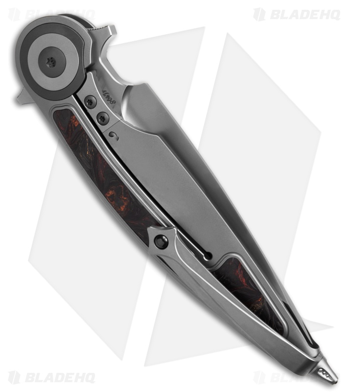 Rike Knife Viper 2B Flipper Frame Lock Ti W/Black/Orange CF Inlay (3.75" BB)