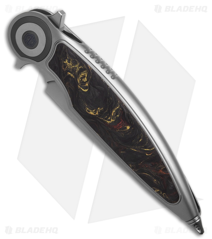 Rike Knife Viper 2B Flipper Frame Lock Ti W/Black/Orange CF Inlay (3.75" BB)