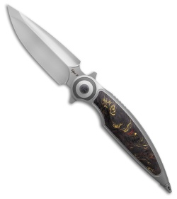 Rike Knife Viper 2B Flipper Frame Lock Ti W/Black/Orange CF Inlay (3.75" BB)