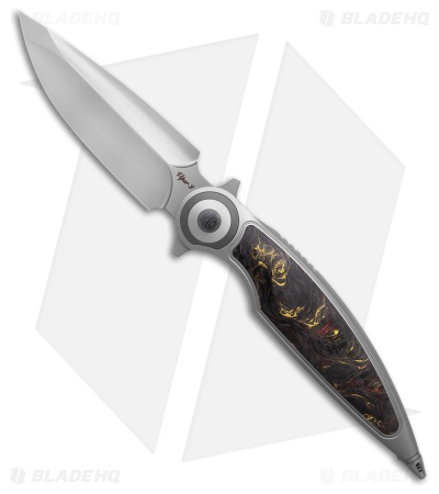Rike Knife Viper 2B Flipper Frame Lock Ti W/Black/Orange CF Inlay (3.75" BB)