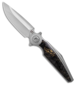 Rike Knife Viper 3 Flipper Frame Lock Ti W/Black/Gold CF Inlay (3.75" BB)